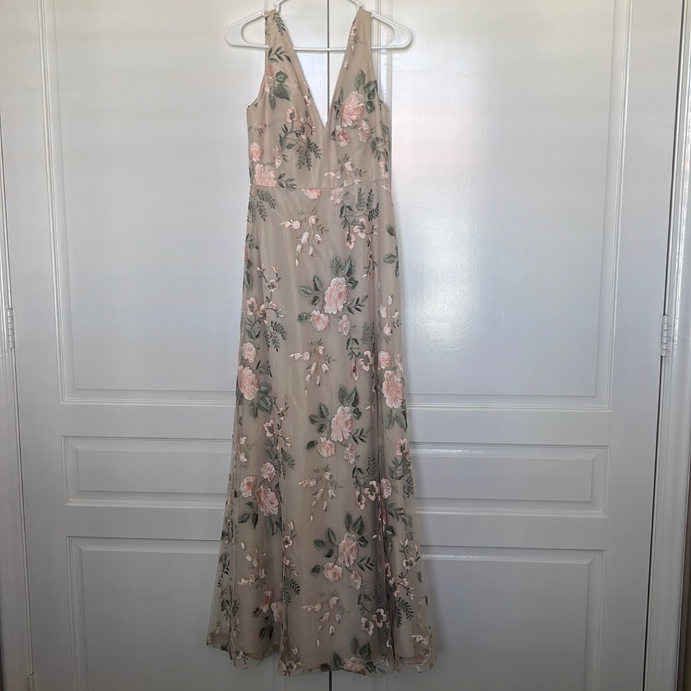 Jenny Yoo Women's Tatum Embroidered Tulle Bridesmaid Formal Dress Blush Size 6